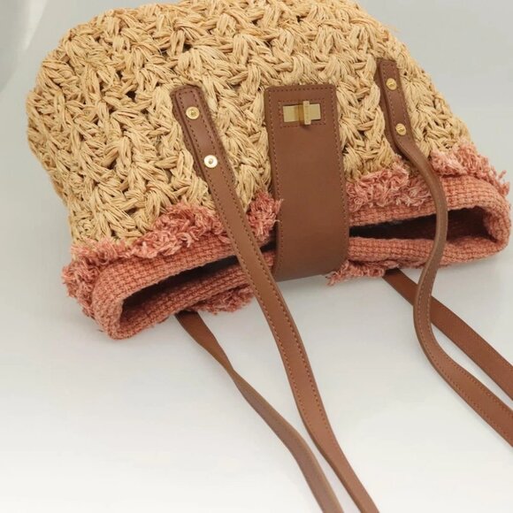 CHANEL Shoulder Bag Raffia Beige Gold CC Auth 122425V - Picture 9 of 15